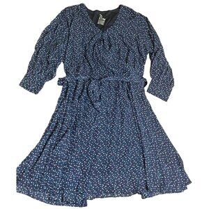 Jason Wu Faux Wrap Dress Blue Polkadot Long Sleeve Size‎ 3x
